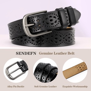 Cinturón de Cuero Genuino para Hombre, Casual, con Hebilla de Aleación Automática con Logotipo Personalizado y Patrón Grabado, Unisex - Product Image 5