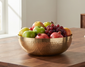 Bol décoratif en métal fait main avec poignée en forme de fleur, pièce maîtresse unique pour table à manger, accent moderne pour la maison et le salon - Product Image 4