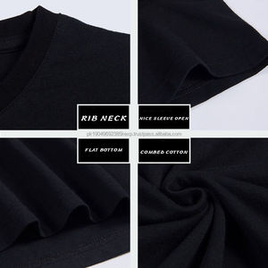 Vente en gros de t-shirts graphiques T-shirts noirs vierges unisexes en vrac T-shirt uni en coton et polyester imprimé avec logo - Product Image 2