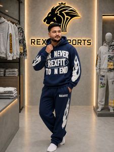 Unisex Streetwear Zipper <b>Hooded</b> <b>Fleece</b> Tracksuit Regular Fit 100% Cotton Hoodie Sweatpants Set Casual Two Piece Eco-Friendly - Product Image 1