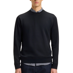 Men's <b>Black</b> <b>Crew</b> <b>Neck</b> Pullover Knitted <b>Sweatshirt</b> Regular Fit Solid Color Casual Autumn Wear Men Heavyweight 220GSM Polyester - Product Image 5