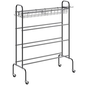Supporto per Allenamento di Tiro a Canestro a 4 Livelli con Ruote e Ganci, Organizzatore per Attrezzature Sportive - Product Image 6