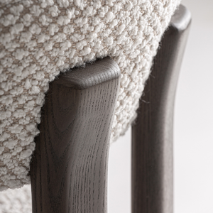 Scandinavian Lounge Chair Solid Teak Curved Open <b>Frame</b> Upholstered Soft Boucle Fabric Luxury Hotel Living Room Furniture - Product Image 5