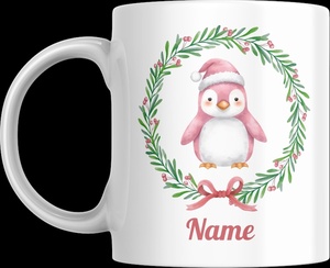 Taza de Cerámica con Diseño de Pingüino Navideño, Personalizada con Nombre, Taza de Café, Regalo Navideño, Vajilla - Product Image 2