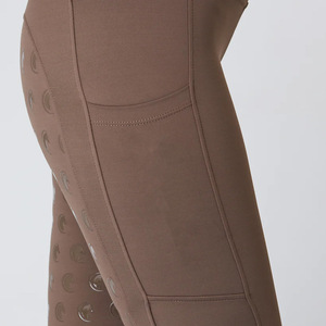 Leggings de equitación de algodón y silicona transpirables de alta calidad con cierre de gancho y barra, de talle alto para competición ecuestre - Product Image 6