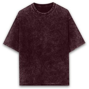 Men's Oversized Short Sleeve O-Neck Cotton T-Shirt Washed Solid Color Casual Jersey Knit Blank Design - Product Image 2