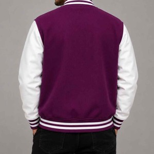 <b>Men</b> varisty jacket <b>Purple</b> White Letter P Varsity Jacket <b>Men</b> Preppy Style Button Front Regular Fit Autumn Wear <b>men</b> varisty jacket - Product Image 4