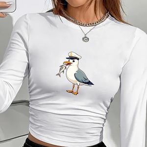 เสื้อแขนยาวสำหรับผู้หญิง, เสื้อแฟชั่นนกนางนวลทะเลแปลกๆ - Product Image 3