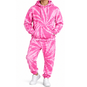 Conjunto Deportivo Tie Dye Personalizable, Sudadera con Cierre Frontal y Pantalones de Chándal, Dos Piezas, Ropa Urbana Cómoda para Adultos - Product Image 1
