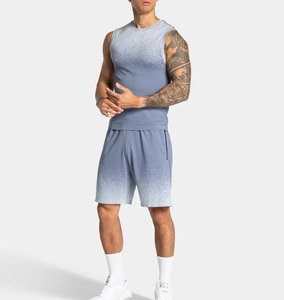 Conjunto Deportivo Personalizado para Hombre al por Mayor, Camiseta sin Mangas y Pantalones Cortos con Degradado, Transpirable, de Alta Calidad y Ecológico, Conjunto de Fitness Elite para Gimnasio - Product Image 2