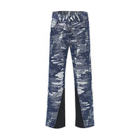 Jean ample vintage en coton respirant et imperméable, coupe droite, délavage foncé, style streetwear pour homme