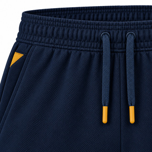 Shorts Bermuda pour Homme Bleu Marine avec Cordon de Serrage, Poches, Respirant, en Polyester Tricoté, Vêtement Décontracté - Product Image 5
