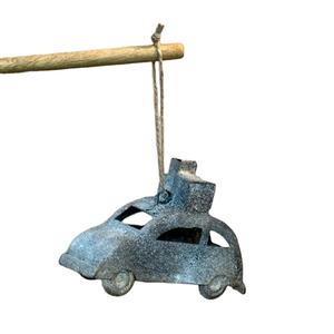 Acabado punteado de metal Lavado blanco Calidad Premium Adorno colgante de Navidad Coche Miniatura Forma personalizada - Product Image 1