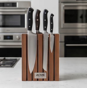 Bloc à couteaux haut de gamme en bois de qualité supérieure avec forme personnalisée au laser pour l'organisation des couteaux à domicile, à l'hôtel et en cuisine - Product Image 1