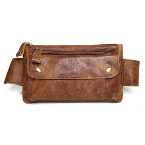 Sac banane unisexe en cuir vintage de haute qualité 2026 avec fermeture éclair marron pour usage quotidien décontracté - Product Image 1