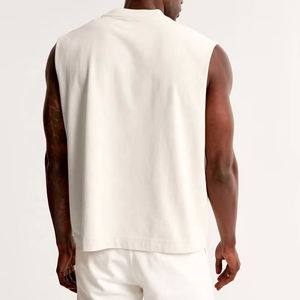 Camisetas sin mangas deportivas de algodón 100% de alta calidad para hombre, cuello redondo, holgadas, lisas, para correr y gimnasio, estilo oversize y boxy. - Product Image 2