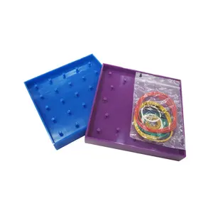 Plastic Colorful Geometry Board and Elastic Rubber Bands, Pocket Geometric Math Plane, Plastic Pegs Board, Geoboard Games Set