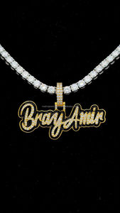 จี้เคลือบสีดำชื่อตัวอักษรที่กำหนดเองเครื่องประดับ925เพชรแบบฮิปฮอปชุบทองแบบส่วนบุคคล - Product Image 2