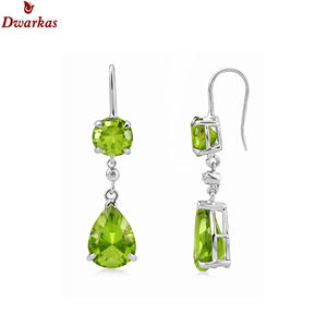 ต่างหูดีไซน์ใหม่ล่าสุด ทันสมัย เงินแท้ 925 ประดับเพอริดอทและเพชร CZ สำหรับสุภาพสตรีและเด็กผู้หญิง ขายส่งจากโรงงาน - Product Image 1