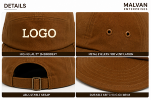Gorra Deportiva de Lona de 5 Paneles Personalizable, Transpirable y Protectora, con Bordado a Mano, Estilo Deportivo, Hebilla Dorada de Cobre, Unisex - Product Image 3