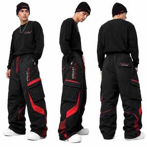 Pantalones Cargo Negros y Rojos Personalizados OEM, Pantalones Jogger Holgados, Ropa de Calle, Ropa de Trabajo, Pantalones Tácticos Utilitarios, Fabricante Mayorista W-H-A-B - Product Image 5