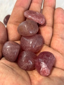 Authentic strawberry quartz tumbled stone with rosy <b>red</b> <b>tones</b> smooth polished surface rounded form for crystal collections decor - Product Image 3