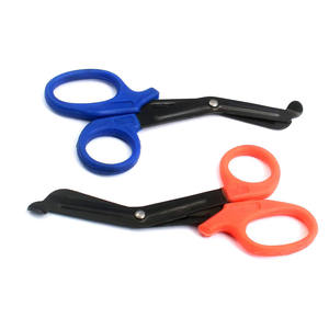 Medical Emergency First Aid Trauma Curved Blade Serrated <b>Edge</b> Stainless Steel Bandage Scissors <b>Plastic</b> Handle By Blush Surgical - Product Image 3