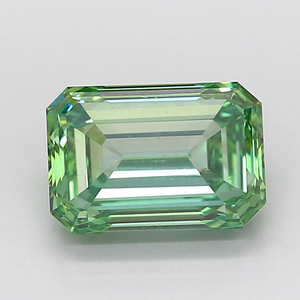 Diamant de laboratoire CVD HPHT taille émeraude, vert vif fantaisie, certifié IGI, pour la fabrication de bijoux - Product Image 3