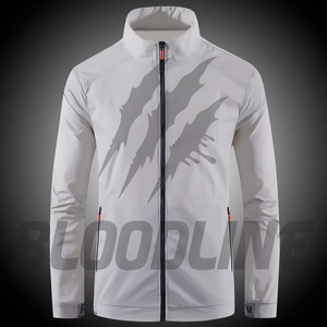 Veste softshell à manches longues pour homme, coupe-vent, vêtements de sport d'extérieur, séchage rapide, toutes saisons, bleu et blanc - Product Image 1