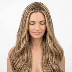 ผมแท้แบบ Remy Weft 100% ตรงสีบลอนด์ไฮไลท์  ลอนธรรมชาติ  สามารถปรับแต่งได้ - Product Image 2