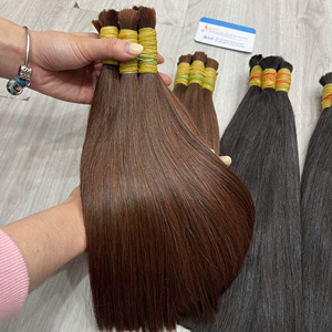 Extensions de cheveux humains lisses et colorés en vrac, sans trame, doux, soyeux, mélange naturel, sans nœuds, sans perte de cheveux - Product Image 2