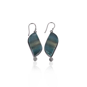 Nouveauté : Boucles d'oreilles pendantes en laiton noir rhodié avec pierre naturelle Agate Sanguine – Fabricant de bijoux sur mesure - Product Image 1