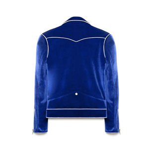 <b>Men's</b> Winter <b>Velvet</b> Slim Fit Luxury Formal <b>Dinner</b> <b>Jacket</b> with Stand Collar and Front Logo - Product Image 2