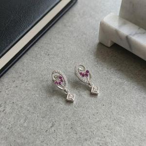 DIVYORO PRINCESS CUT DROP <b>SILVER</b> <b>STUDS</b> EARRING - Product Image 3