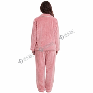 Ensemble de pyjama en polaire pour femmes, chaud et confortable pour l'hiver, polaire doux, manches longues, deux pièces, vêtements de nuit, vêtements de détente à la maison - Product Image 3