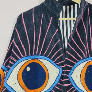 Women's Eco-Friendly Breathable 100% Cotton Anti-Wrinkle Quick-Dry Quilted <b>Kantha</b> Sanganeri Jaipuri Autumn Winter <b>Jacket</b> Floral - Product Image 5