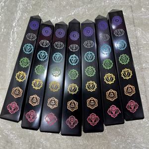 Obelisco de Obsidiana Negra Natural al por Mayor, Torre de Chakra de 6 Pulgadas, Varita de Cristal Curativa Grabada, Energía de Meditación Reiki - Product Image 5