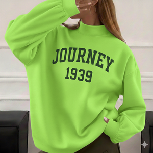 เสื้อสเวตเชิ้ตคอกลมสีเขียวทรงโอเวอร์ไซส์สำหรับผู้หญิง รุ่น Journey 1939 ผ้าเทอร์รี่ สตรีทแวร์ ทรงหลวม ผลิตจำนวนมาก คอเต่า - Product Image 1