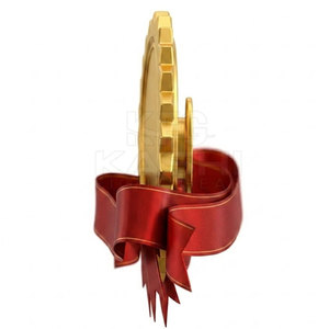 Premium Winner Medal <b>Red</b> <b>Ribbon</b> Design Engraving Ready Customizable High Quality Steel Construction for Competitions School - Product Image 3