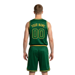 Conjunto de camiseta y pantalones cortos de baloncesto para hombre, con ribete en contraste, sin mangas, cuello en V, que absorbe la humedad, transpirable, uniforme con nombre y número personalizados - Product Image 2