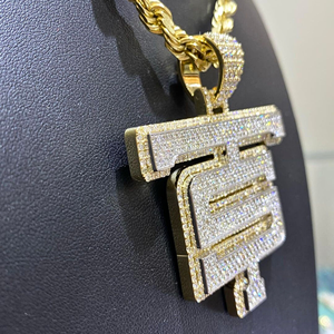 Pendentif en moissanite de forme géométrique, plaqué or, argent sterling 925, taille personnalisée, style hip-hop, haute qualité, ICEDJEWELZ - Product Image 5