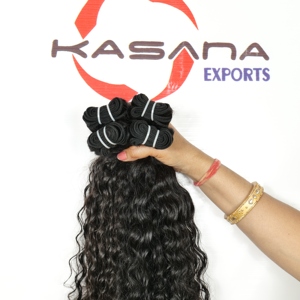 Non traité 100% traitement aucun faisceaux de gros couleur naturelle cuticule aligné femmes bouclés indien Remy Extensions de cheveux humains - Product Image 4