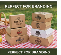 Boîte à hamburger en carton kraft noir avec logo personnalisé OEM imprimé en feuille d'or, résistante à la graisse, pour emballage de repas à emporter