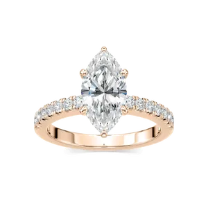 Large marquise diamond engagement <b>ring</b> with half band round diamonds crafted in rose gold white gold yellow gold elegant <b>fine</b> - Product Image 1