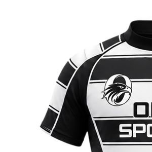 Camiseta de Rugby Blanca y Negra para Hombre, Ligera, Deportiva, de Manga Corta, Uniforme Deportivo Transpirable para Entrenamiento y Competición - Product Image 4