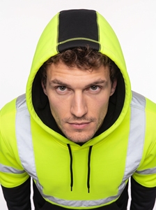 <b>Men</b> High Visibility Hoodie Reflective Safety Workwear Yellow <b>Black</b> <b>Fleece</b> Casual Autumn Wear - Product Image 4