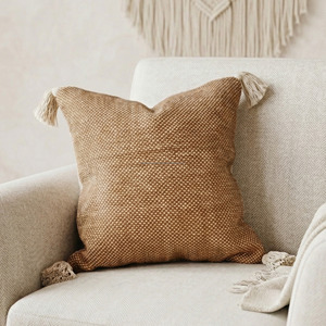 Decorative Tassels Woven Pillow Shams Hotel Grade Handloom 20x20 Durable Striped <b>Sofa</b> Pillow <b>Covers</b> Made in India - Product Image 6