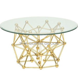 Beautiful Golden Finishing Round Wooden <b>Top</b> Metal Nesting Table Classic Style for Entryway Interior Design Option - Product Image 5