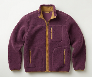 Chaqueta de Forro Polar Morado para Hombre, Cierre de Cremallera, Cuello Alto, Ropa Casual de Invierno, Corte Regular, Forro de Sherpa, Resistente al Viento, Abrigo Grueso y Cálido - Product Image 1