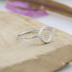 Bague ouverte perlée en argent sterling 925, bijoux géométriques minimalistes bohèmes pour femmes, prix direct usine, fournisseur en gros - Product Image 4